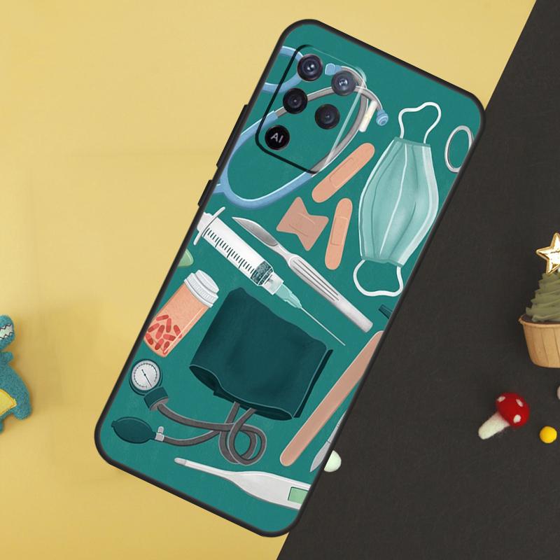 Cartoon Doctor Nurse Case For Oppo A58 A78 A98 A18 A38 A74 A94 A54 A15 A17 A57 A6 A5 Pro A16 A76 A96 A40 A60 A80