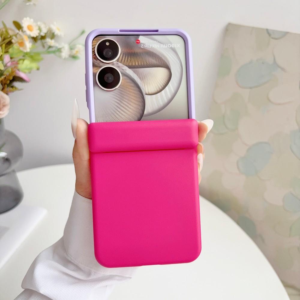 Two-Color For XiaoMi Mix Flip 2 Phone Case Hinge Magnetic Wireless Charger PC Shell Shockproof Protective Back Cover