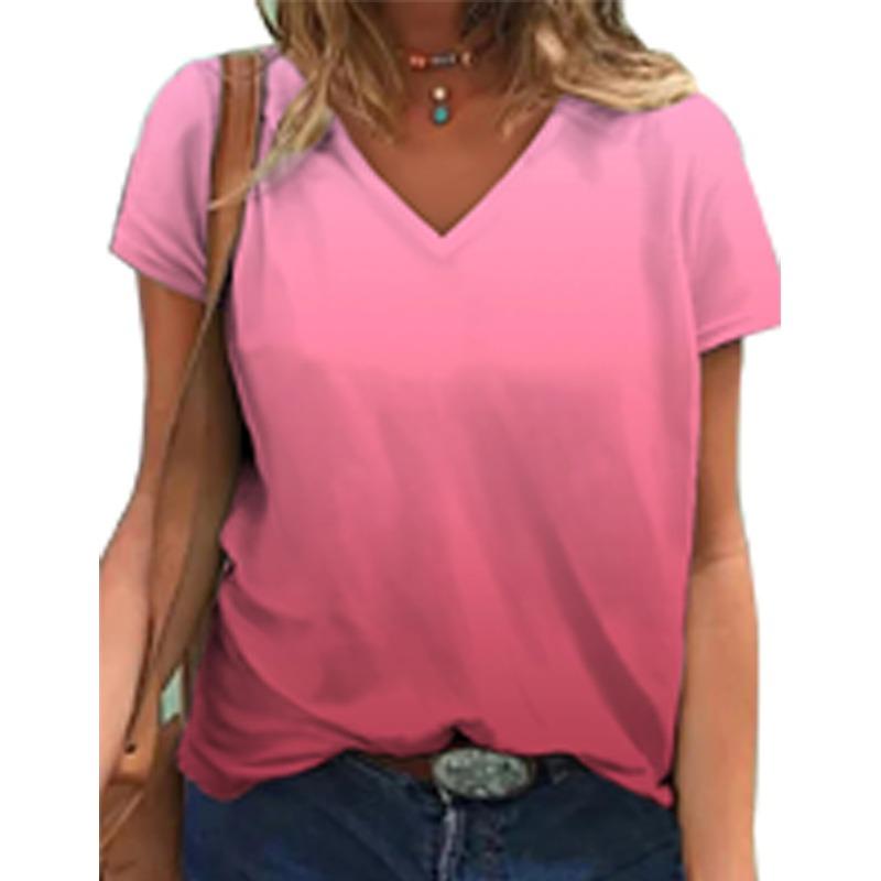 BITCED Women's Fashion Casual Short Sleeve V-Neck Blouses & Shirts