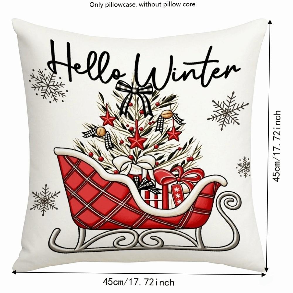 Soft Throw Cushion Case 2D Printed Snowman Pillow Cover Cartoon Cute Santa Pillow Cover Car