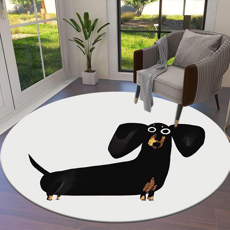 1pc Office Carpet Chair Mats Black Dachshund with Big Eyes Perfect for Decorating Office Chairs, Living Rooms, Or Bedrooms.YDT191