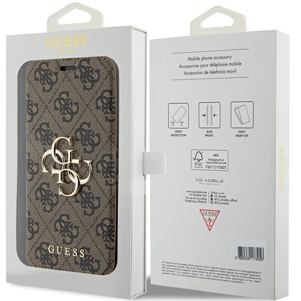 Guess Gubkp15L4Gmgbr Iphone 15 Pro 6.1Brązowy/Book Book 4G Metal Logo