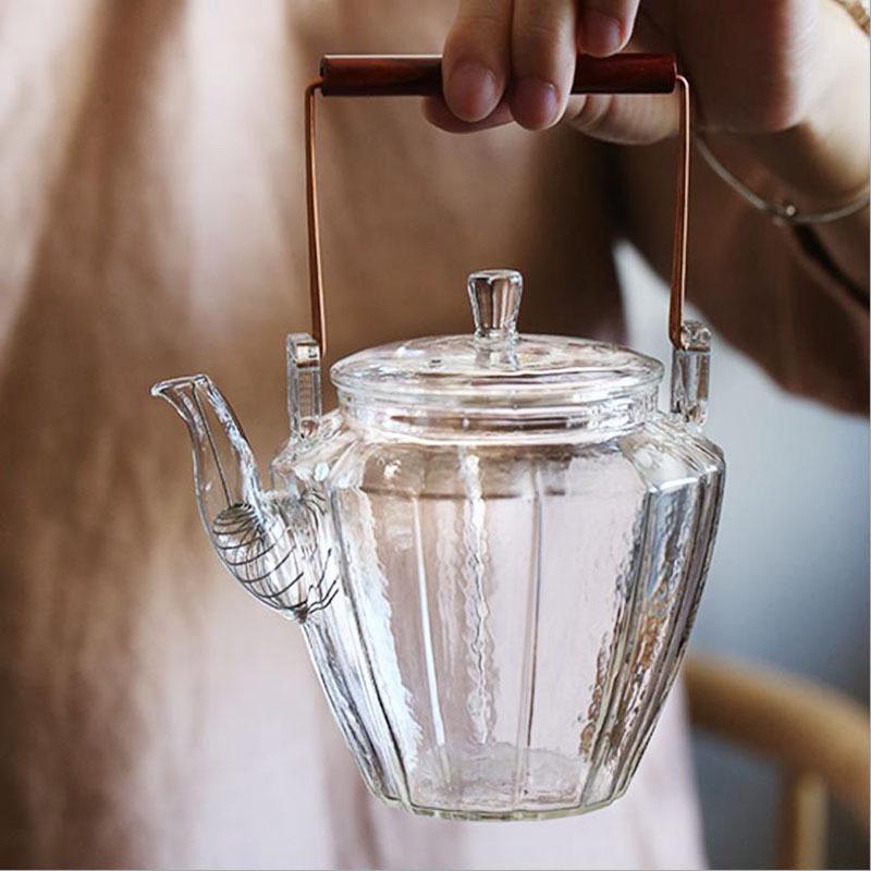 Borosilicate Glass & Purple Clay Teapot: Ideal for Boiling & Serving Tea | Household Tea Kettle Set