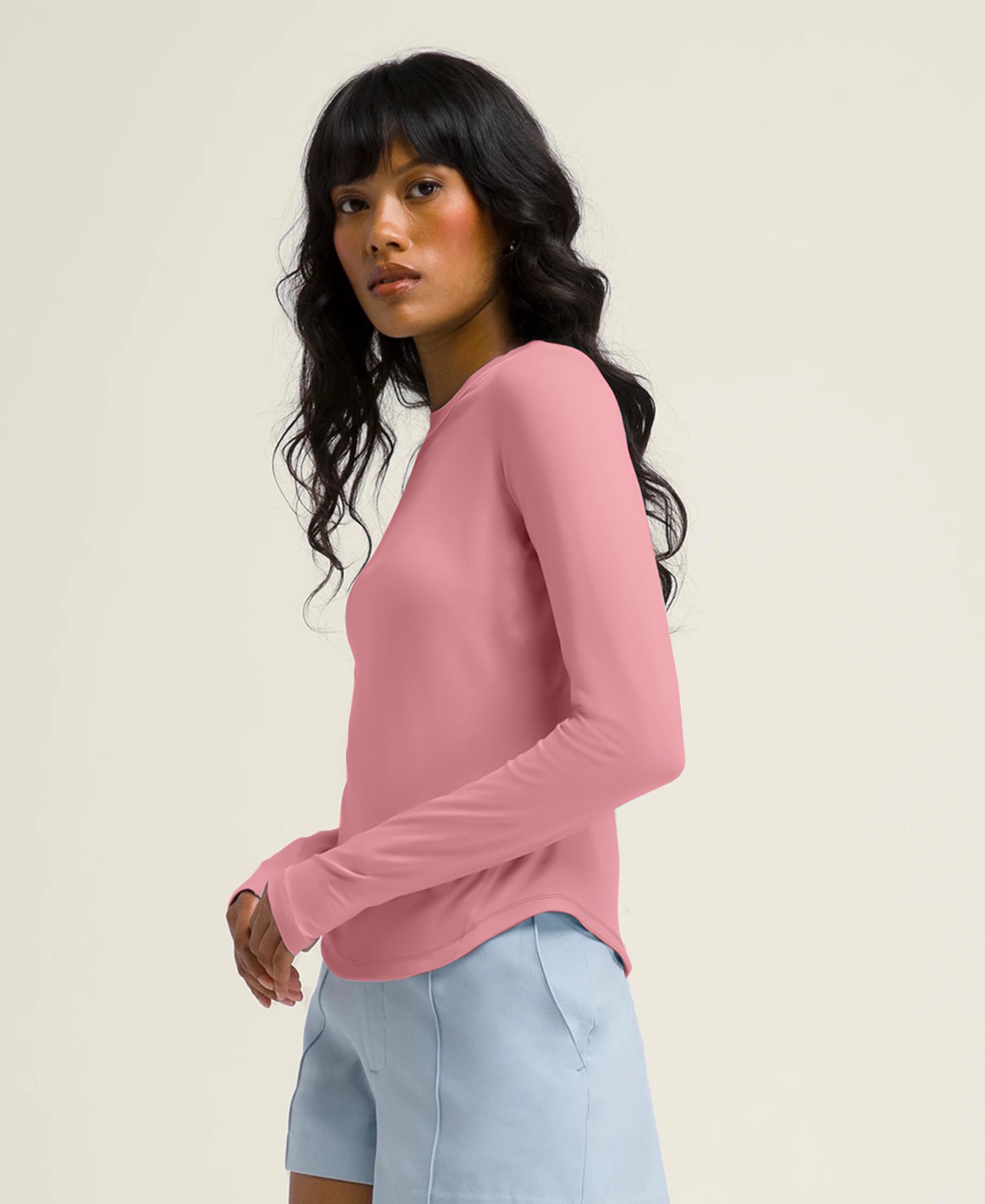 

Женские спортивные футболки с длинным рукавом, быстросохнущие - Облегающий крой, высокая эластичность, идеально подходят для бега, йоги, осень/зима Medium розы красного