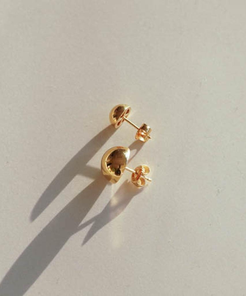Alleun Silver 925 Ball Earrings Bold Hemispherical Convex