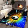 Flannel Printed Soccer Ball Explosion Rug 3D Space Effect Design Soft Fleece Floor Mat Living Room Carpet Sports Fan Decor Rugs