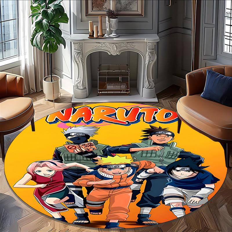 1 Stück NARUTO (3) Runder Teppich mit Aufdruck Stuhl Runder Teppich Geeignet für Schlafzimmer Wohnzimmer Heimdekoration Teppich