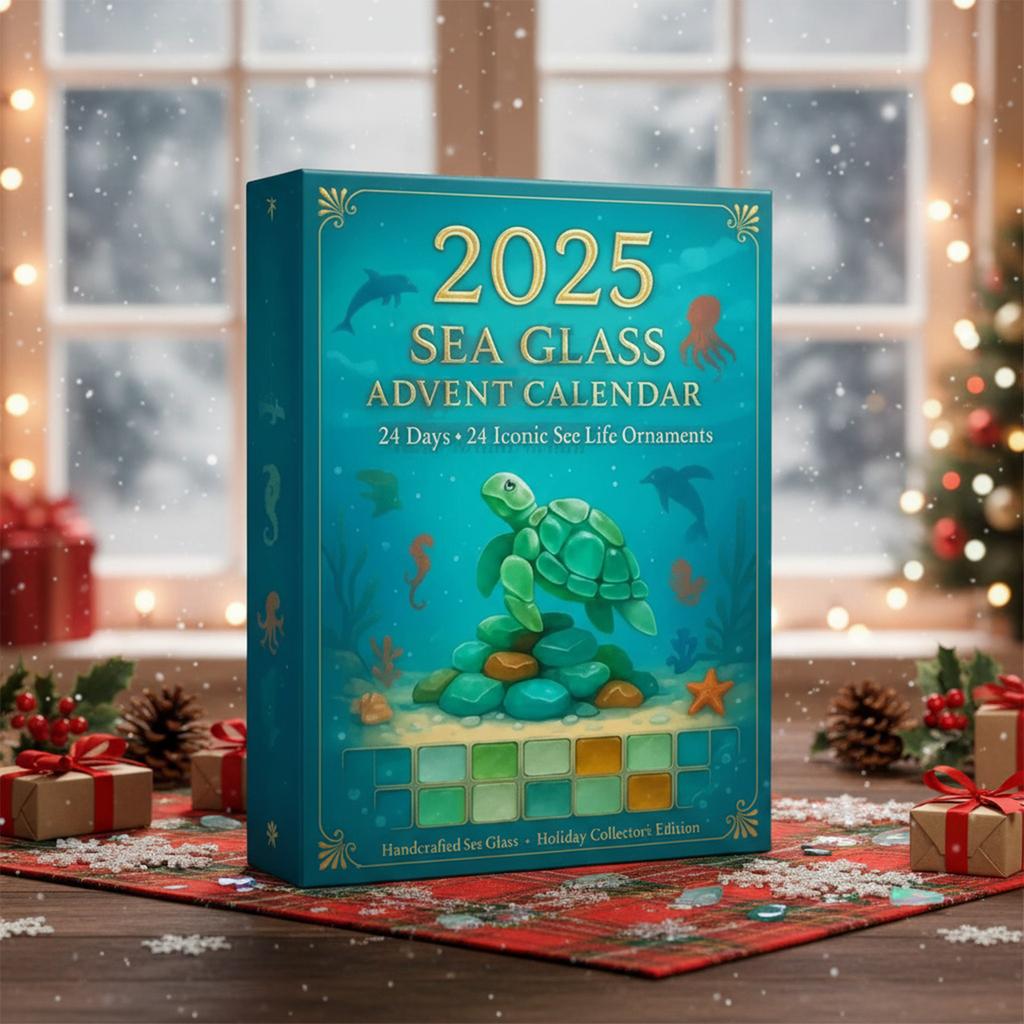 Marine Life Christmas Advent Calendar with 24 2D Flat Ocean Animals Ornaments Xmas Countdown Calendar for Kids & Collectors