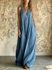 European and American new women's clothing, casual sleeveless loose pocket women's long dress