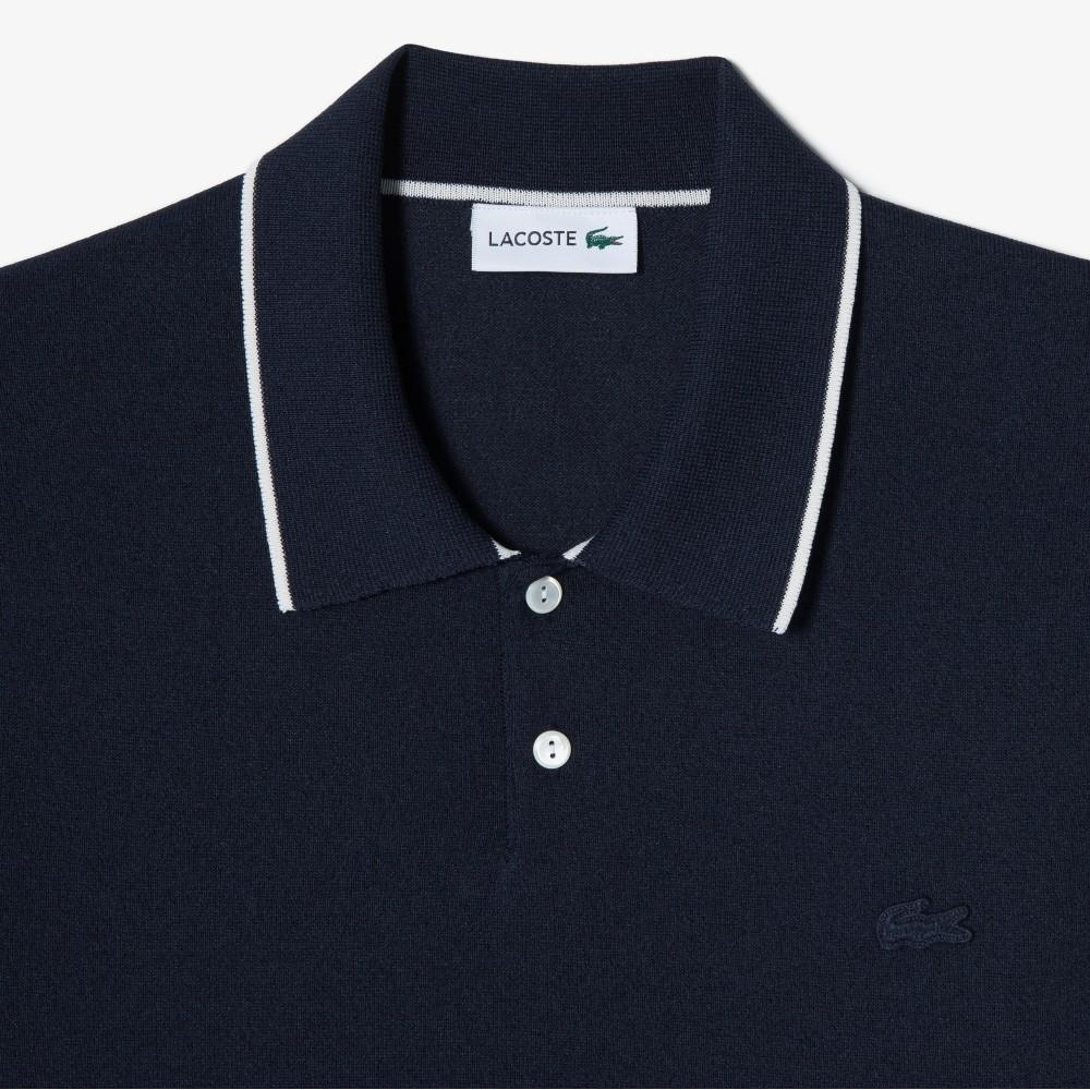 Lacoste Men's Tipped Paper Short Sleeve Sweater Polo Shirt PH744E-56G166