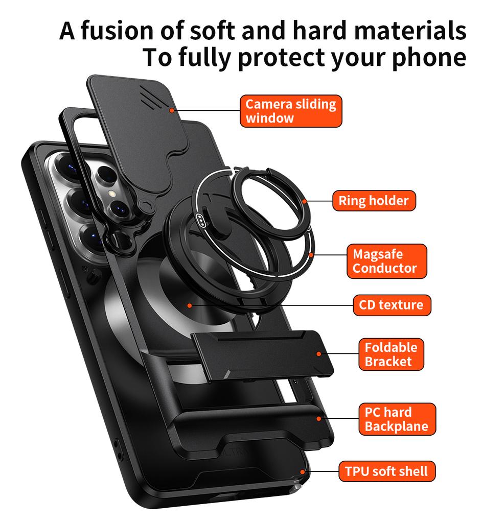 Funda for Samsung Galaxy S26 Ultra S25 Plus S25 FE Case Rotatable Slide Camera Protection Ring Stand Shockproof Cover Capa Funda