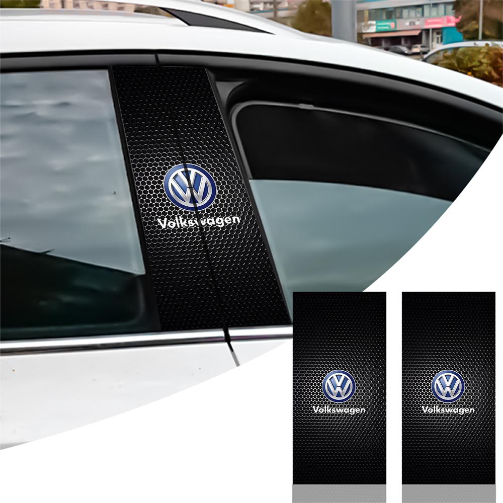 SVLHP1 2Pcs Car Logo Center Pillar Sticker Decor Accessories For VW GTI Golf8 Polo Passat Mk6 MK7 Tiguan R32 R RLine Magotan Jetta Bora