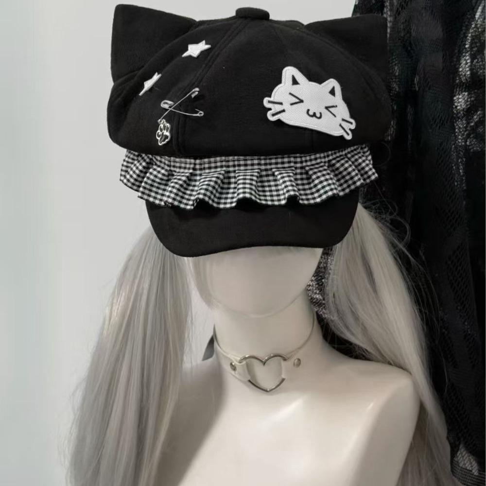 Subculture Beret Hat Kitten Ears Octagonal Cap Cute Newsboy Cap