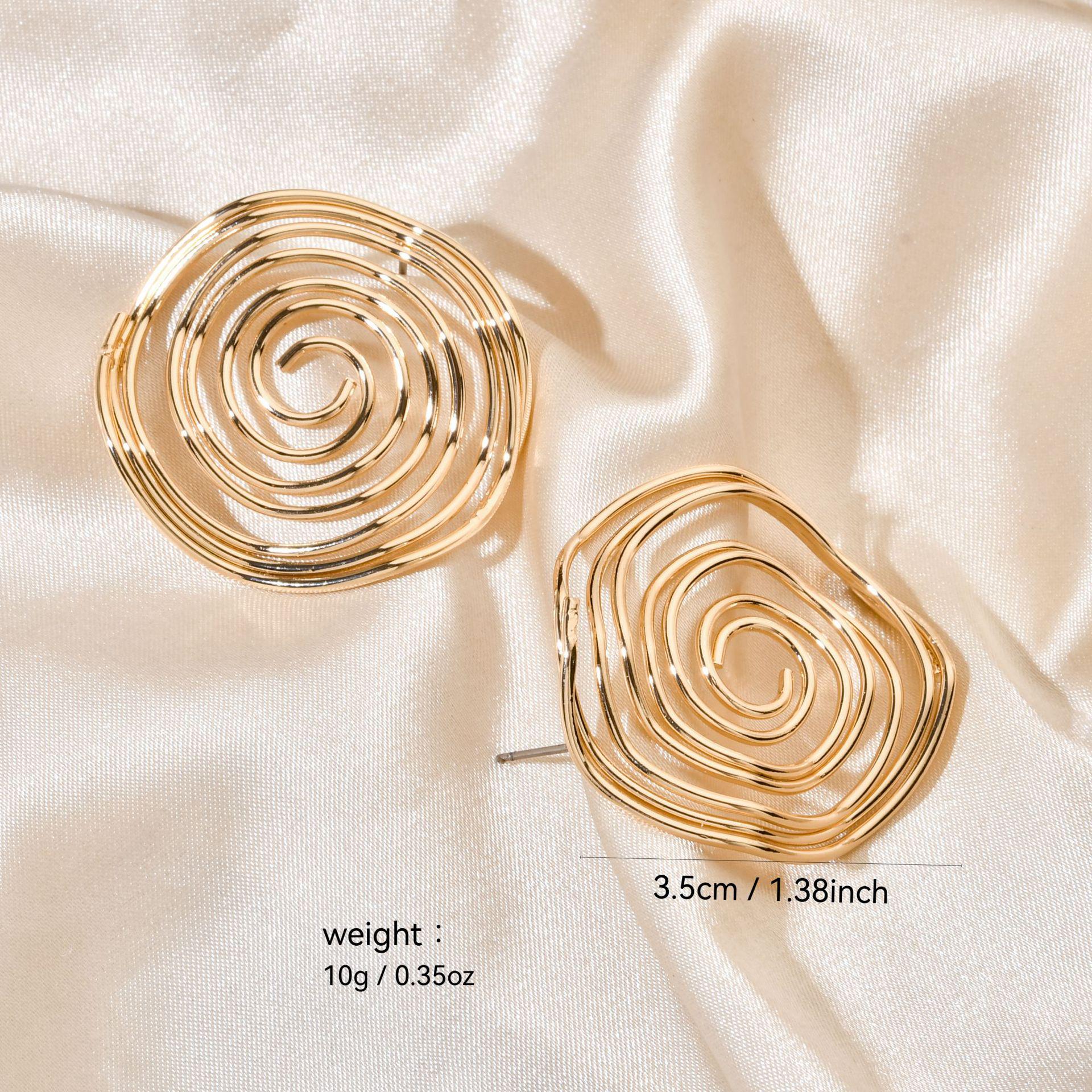 European Geometric Metal Earrings: Retro Twisted Irregular Circle Design for Women