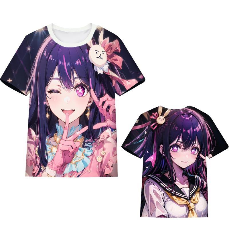 Anime Manga 'Oshi no Ko' 3D Printed T-Shirt for Girls, Fashionable Loose Short Sleeve Harajuku Style Top