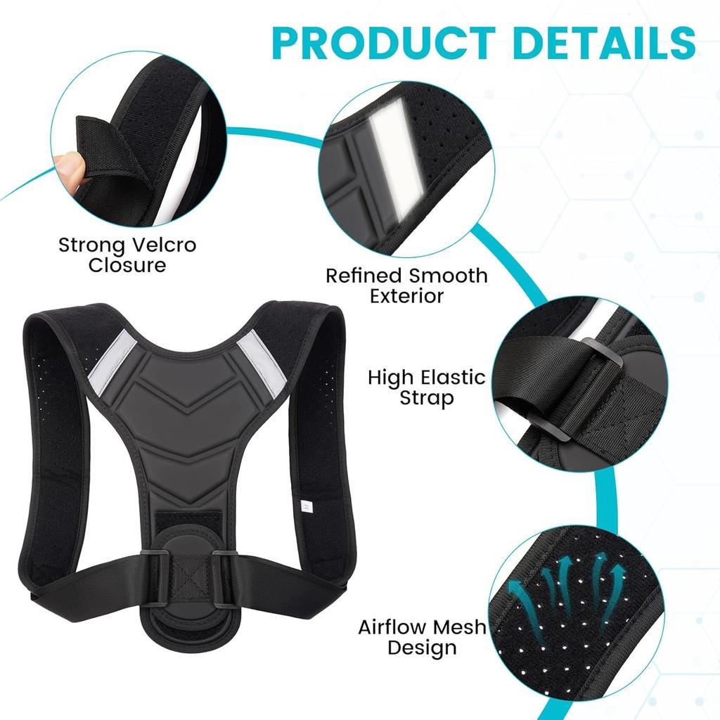 1pcs Posture Corrector for Men & Women, Adjustable Back Brace & Straightener for Office, Home & Daily Use, Relieve Back Pain