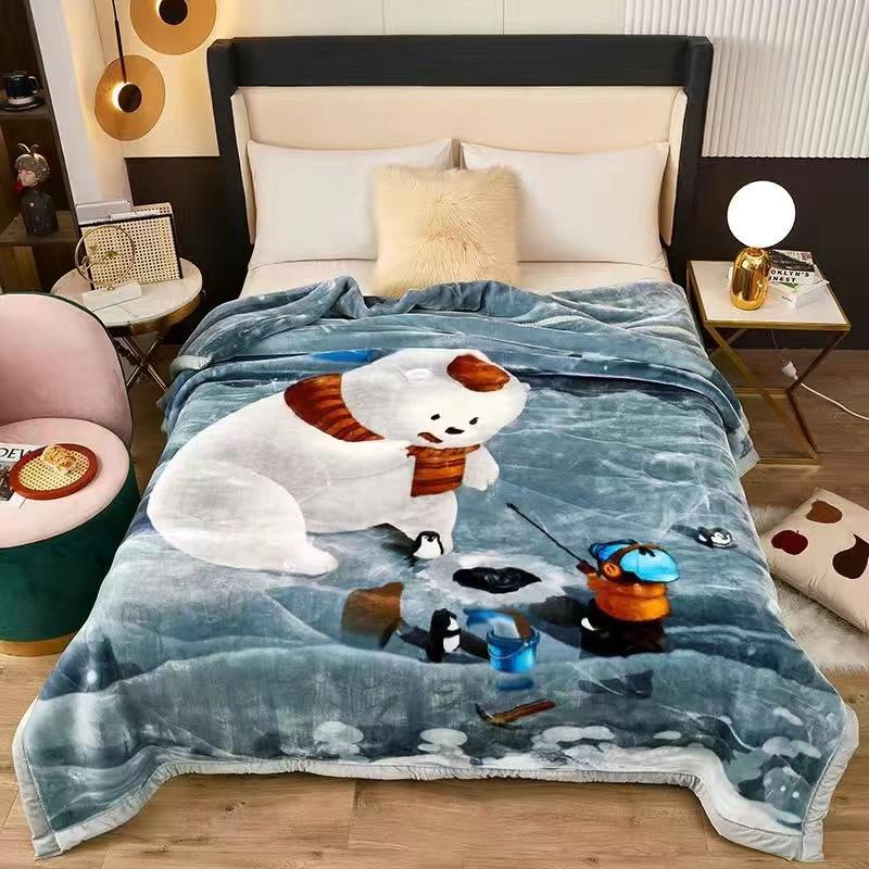 Fleece Blanket Plush Blanket King Size Heavy Mink Blanket Silky Soft and Warm 2 Ply AB Printed Raschel Bed Blanket Rose/Peony