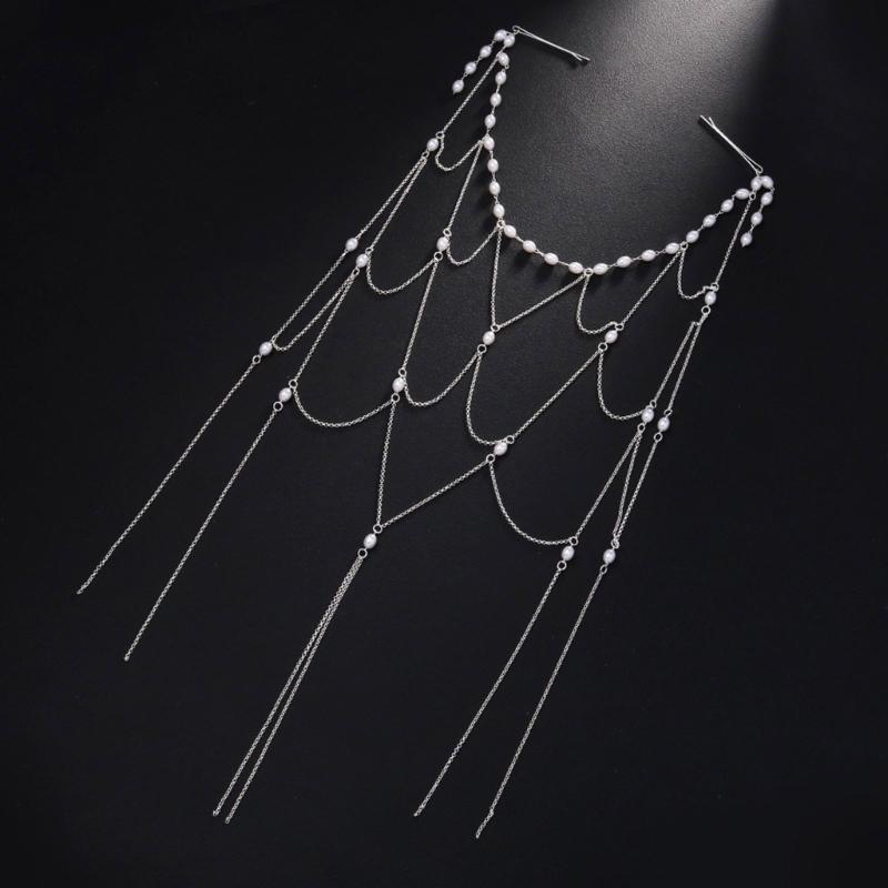 Prachtige Legering Haarstuk Haarversiering Met Fijne Parels Kwastjes Ideaal Voor Bruiden En Avondfeesten