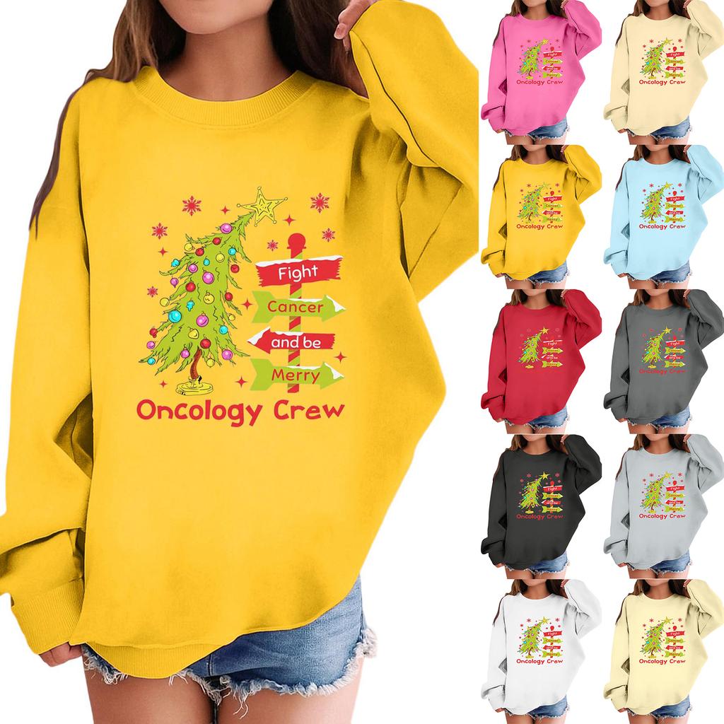 Children's Fashionable Casual Long-sleeved Loose Christmas Print Pullover Sweatshirt