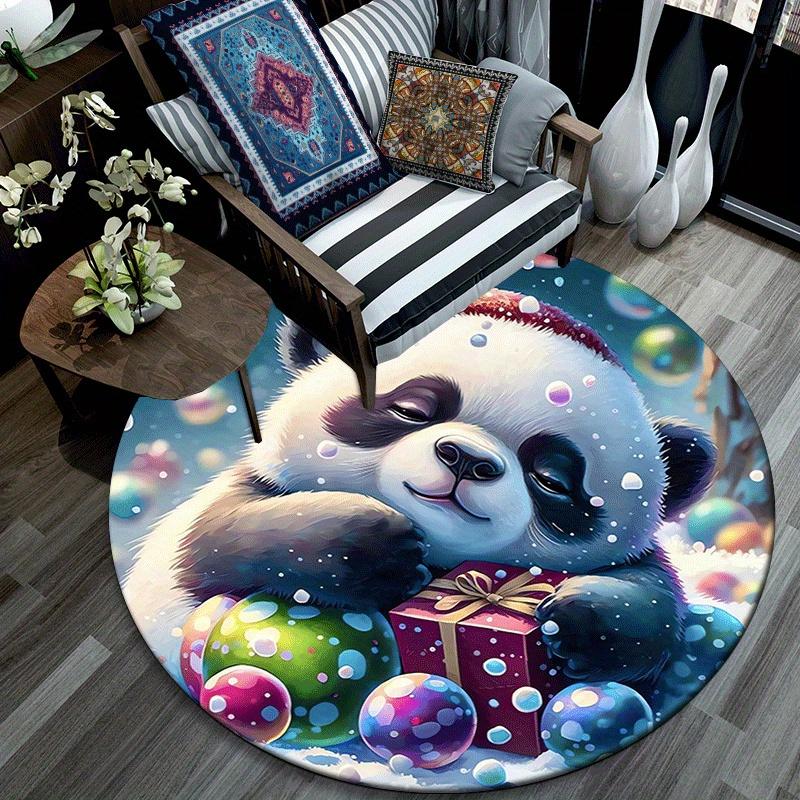 1 Stück Weicher, Saugfähiger & Rutschfester Schlafender Panda Runder Teppich Weicher Kreis-Teppich für Wohnzimmer- & Schlafzimmer-Dekoration, Stuhlunterlagen und Unvergessliches Zuhause