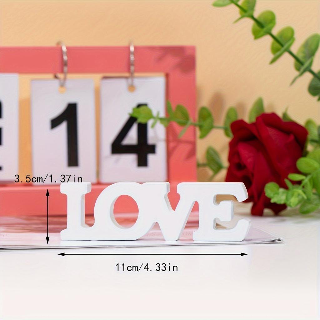1Pc TEMU Hot Sale "LOVE" English Letters PVC Figurines Desktop Decoration Mini Party Ornament for Valentine's Day Wedding