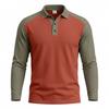 Herren American Style Lockerer Farbblock Casual Umlegekragen Langarm Golf Poloshirt