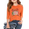 Children's 3/4 Sleeve Independence Day Printed Round Neck Casual T-shirt