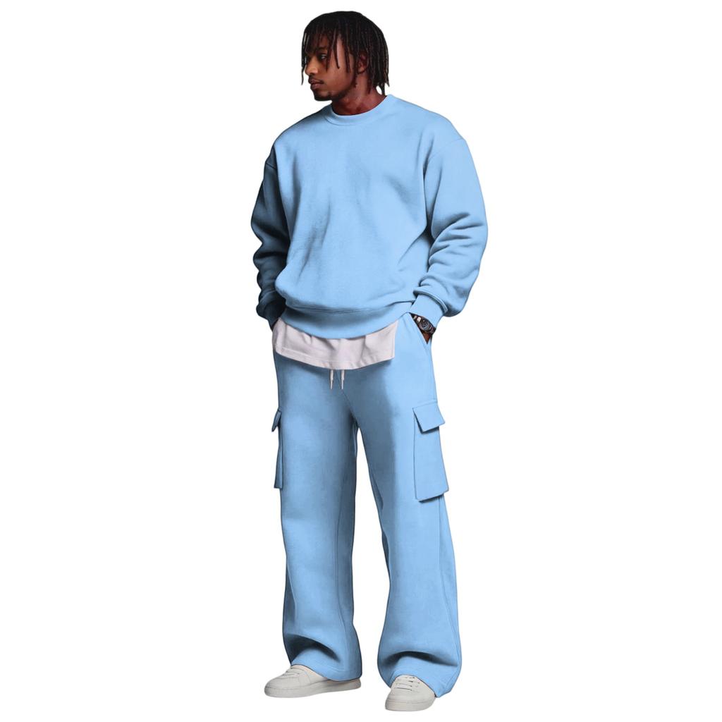 Herren Layer Sweatshirt und Cargohosen Set mit elastischem Bund