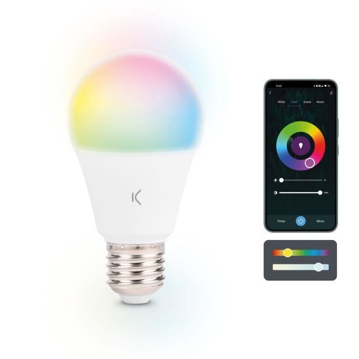 Ampoule Connectée - KSIX - A60 E27 - RGB + CCT - 9W - Compatible Alexa et Google
