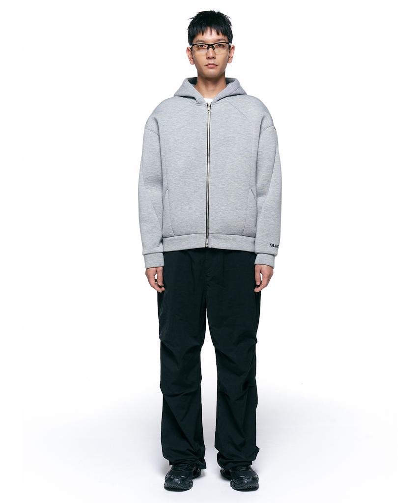 Insilence Back Logo Scuba Zip-Up Hoodie Melange Grey