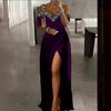 Women's Sexy Cold Shoulder Rhinestone V Neck Wrap Maxi Dress High Waist High Side Slit Short Sleeve Elegant Evening Formal Party Gown Summer