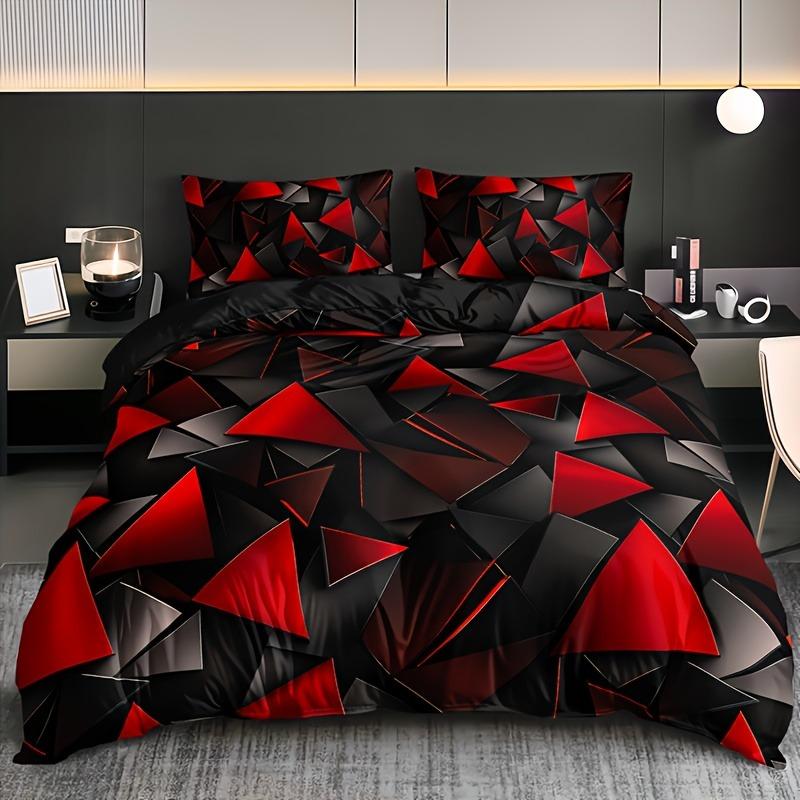 Geometric Gradient Plaid Soft Duvet Cover Set High-Definition Print Comfort Machine Washable Modern Home Decor for Dorms plus Bedroms