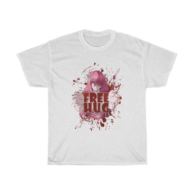 Elfen Lied Lucy Nyu Free Hugs Grafik T-Shirt Unisex Diclonius Königin Anime Streetwear Fan Geschenk Damen und Unisex T-Shirt