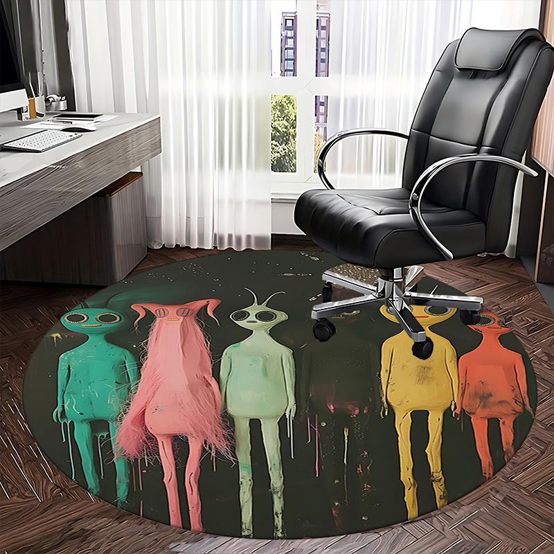 Colorful Alien Round Chair Mat - Home Decor, Office Carpet, Gift for Any Room0253b