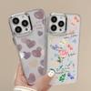 Luxury Garden Flower Case For iPhone 15 Pro Max Coque iPhone 11 12 13 14 16 Pro Max Plating Lens Clear Soft Silicone Back Cover