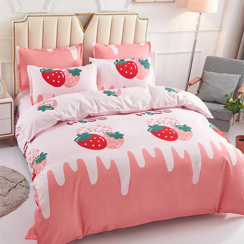 Single duvet cover Printed red quilt cover Thickened plant-cashmere cartoon multicolored bed cover 220x240 double bedding