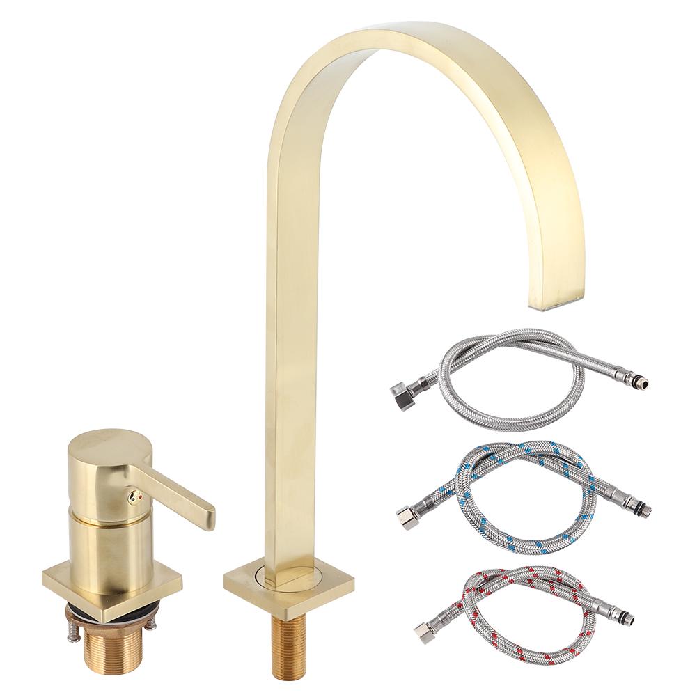 Wasserfall-Wasserhahn Für Waschbecken – Gold, Einzelgriff, Retro Design Mit Keramikventil