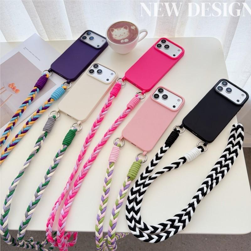 Shockproof Candy Lanyard Case For iPhone 17 16 Pro Max 14 12 11 13 15 Plus Air X XS Crossbody Neck Cord Strap Soft TPU Cover