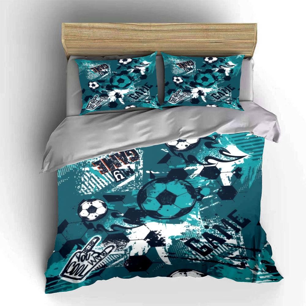 Soccer-Themed Set For Sports Fans Kid S And Adults Bedroom Decor, Exquisite Three-Piece Bedding Set Gift EU Twin 135X200cm&set