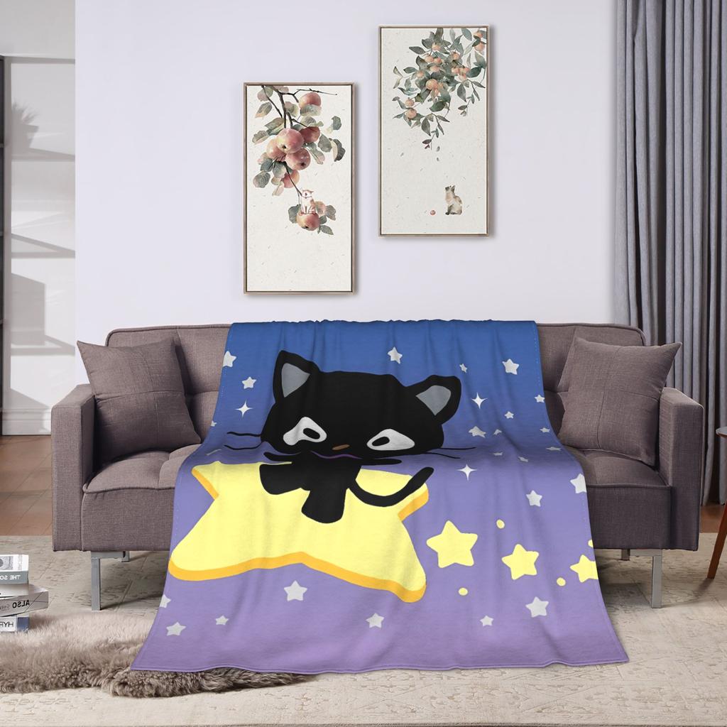 Cute Chococats Blanket Quality Warm Soft Black Cat Bedding Throws Autumn Child Couch Chair Sofa Bed Street Trend Bedspread
