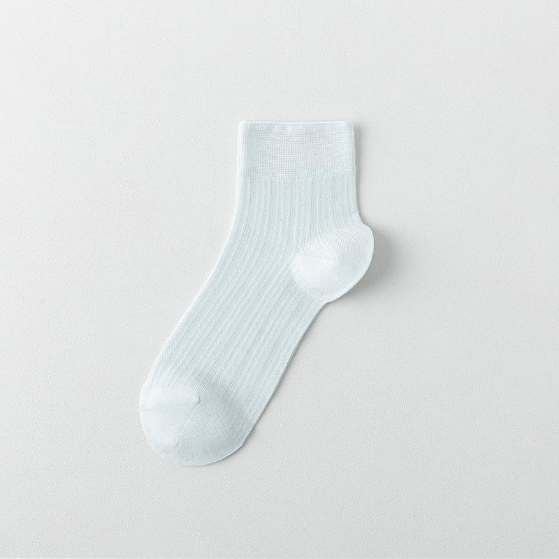 Female Summer Thin Pure Color All Build Casual Simple Breathable Mesh Wicker Sweat Boneless Short Socks