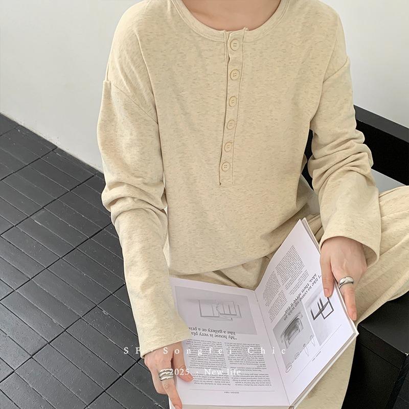 

Пижамный костюм женский с полированным воротником Генри, теплый, новый, тонкий, ленивый, мягкий, приятный к коже, для дома, осень-зима One size fits all (80-70 kg)