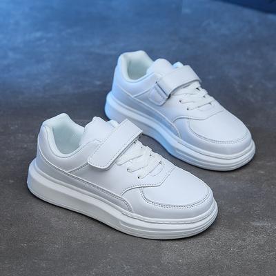 Petites chaussures blanches pour enfants printemps et automne surface en cuir respirant performance campus respirant chaussures blanches pour garçons chaussures de sport blanches pour filles