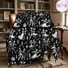 Dancing Skeleton Fleece Blanket, Vintage Gothic Throw, Dark Academia Couch Blanket, Halloween Decor