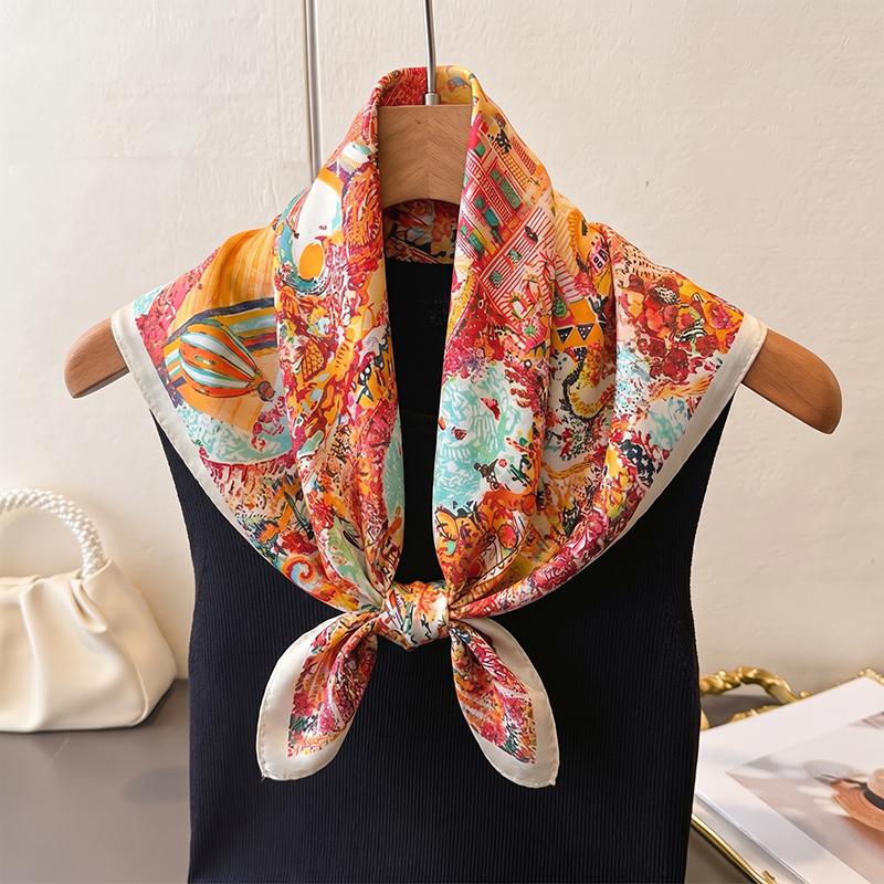 Print Scarf Headband Turban Hijab Fashion Female Square Headscarf Shawl Bandana Neckerchief Windproof Handkerchief Luxury Wraps