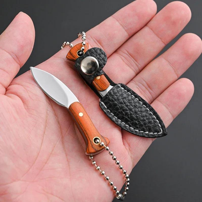 Mini Knife Keychain Pocket Knife Outdoor Camping Tactical Survival Portable Knife Peeler Fixed Blade Multi EDC Tool