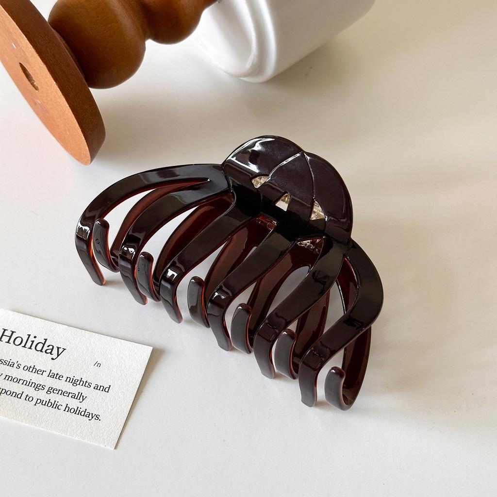 Stylish Retro Acetate Pumpkin Hair Claw Clip For Women With High Volume Hair