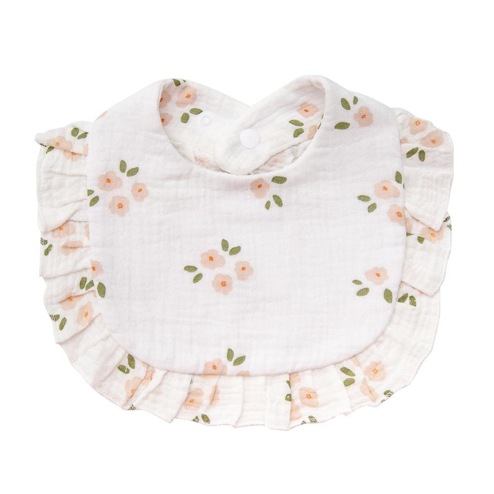 Baby Cotton Gauze Bibs With Ruffled Edge Soft Absorbent Drool Bib For Newborns Infants Toddlers Saliva Towel Burp Cloth