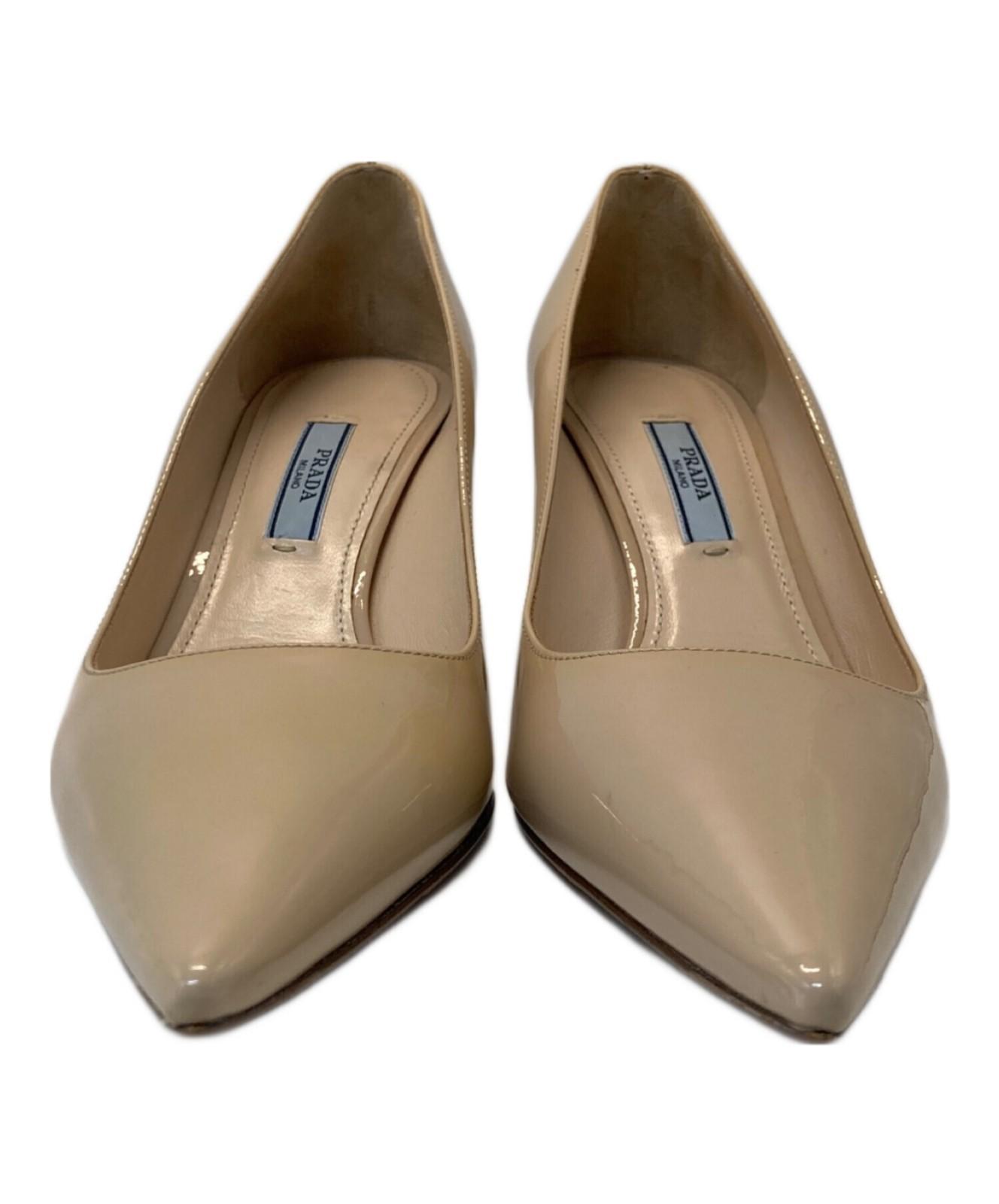 PRADA Pointed Toe Pumps Travertino Beige Womens Shoes Size US6 EU36 Authentic