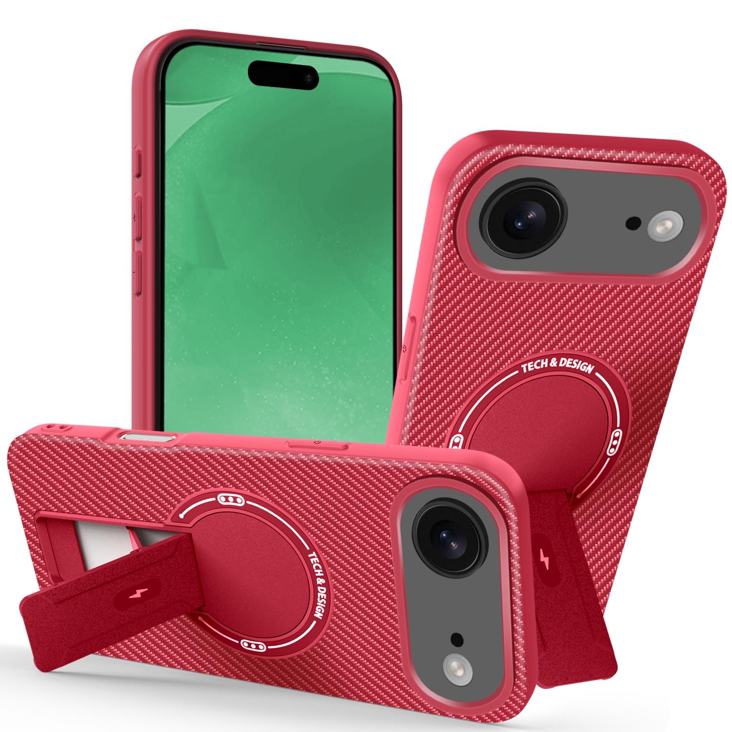 

For iPhone Air Case with Kickstand Carbon Fiber Texture PC+TPU Phone Cover
